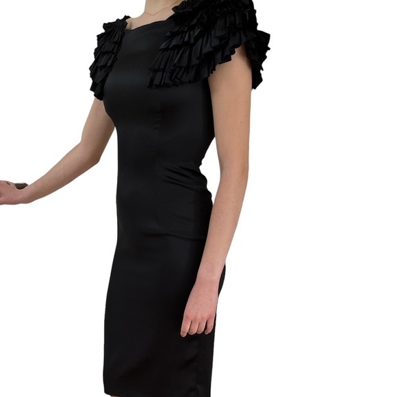 Thomas Wylde Black Silk Fitted Cocktail Midi Dress New Without Tags Medium - Picture 4 of 7